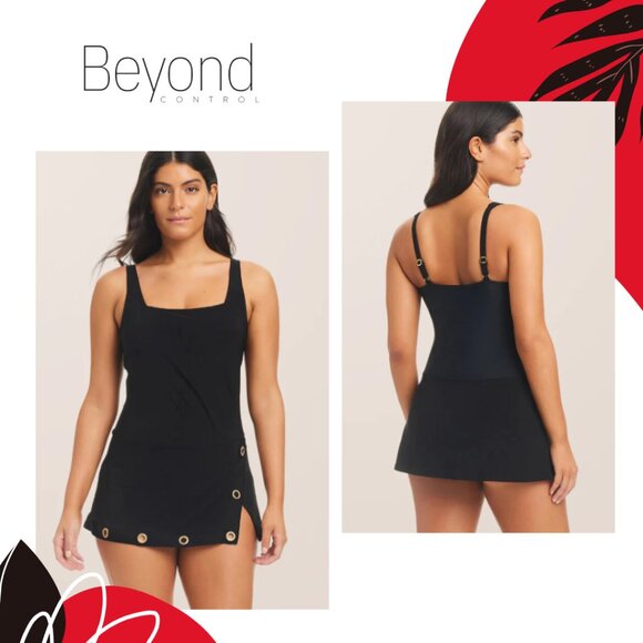 Beyond Control Other - Beyond Control Swim Dress Grommet-Detail Square-Neck NWT Sz 8